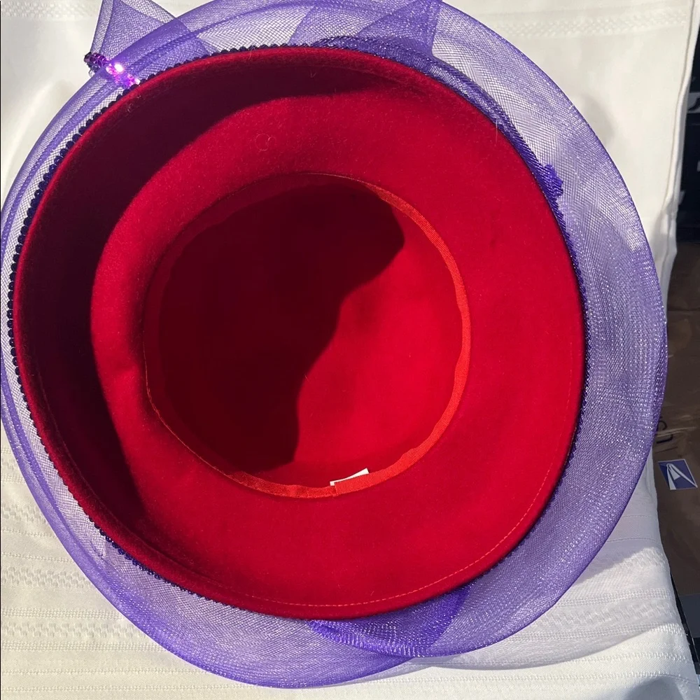 Red and Purple Hat‎ with Ribbon Detail